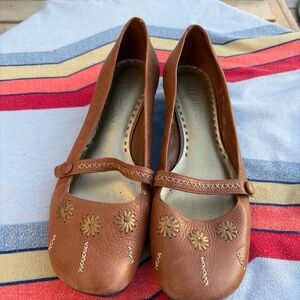 Gianni Bini Brown Floral Mary Jane Flats